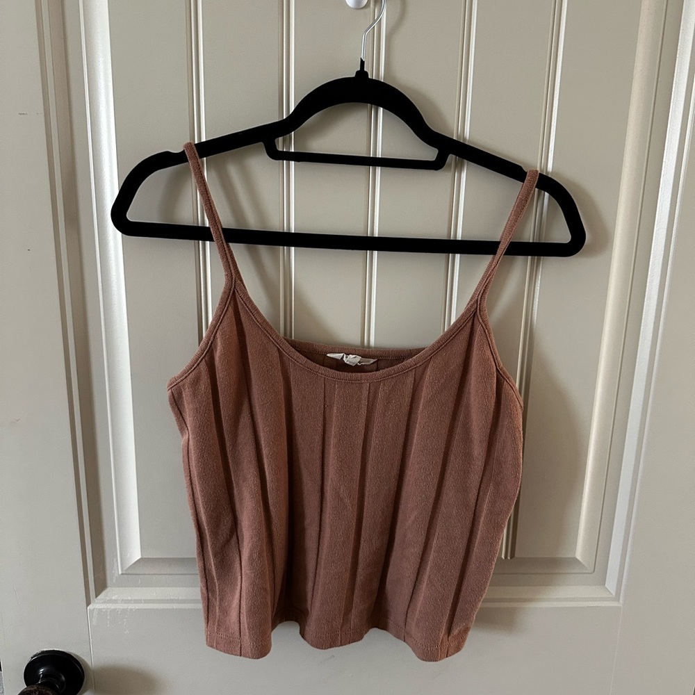 Madewell tan crop textured tank
